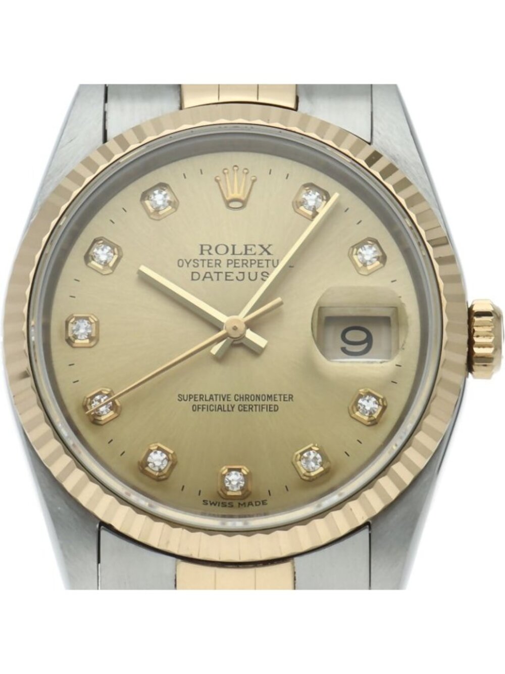 Rolex Datejust Watch Diamond 18k Yellow Gold SS Champagne Color Polished